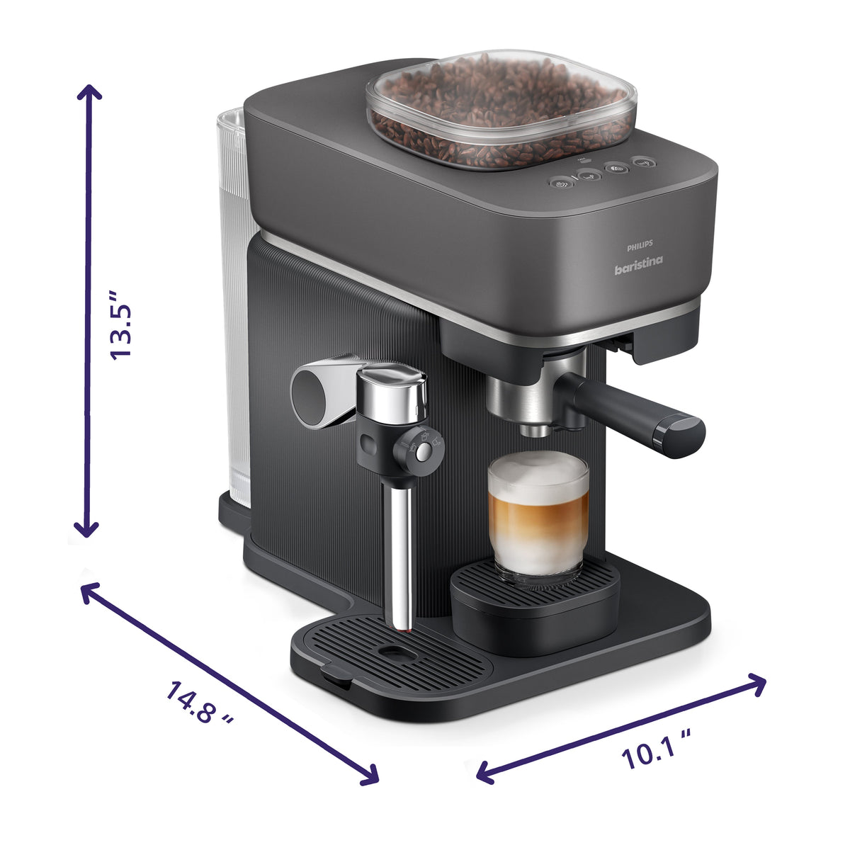 Philips Baristina Latte Automatic Espresso Machine, Black