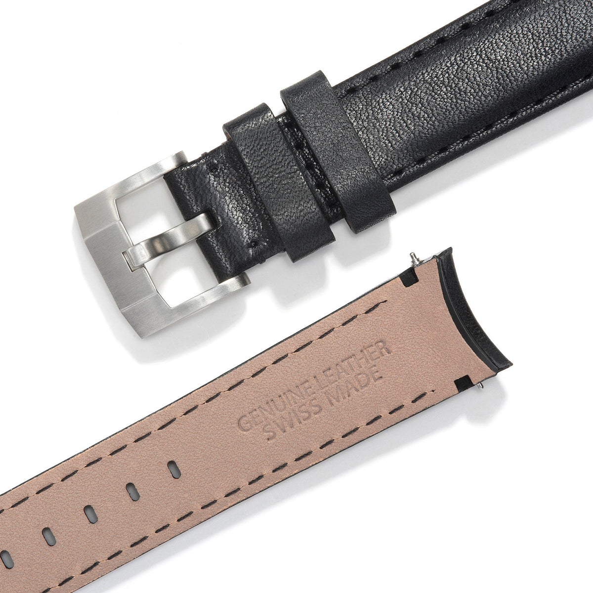 Curved End Leather Strap for Rolex GMT Master II Ceramic with Tang Buckle