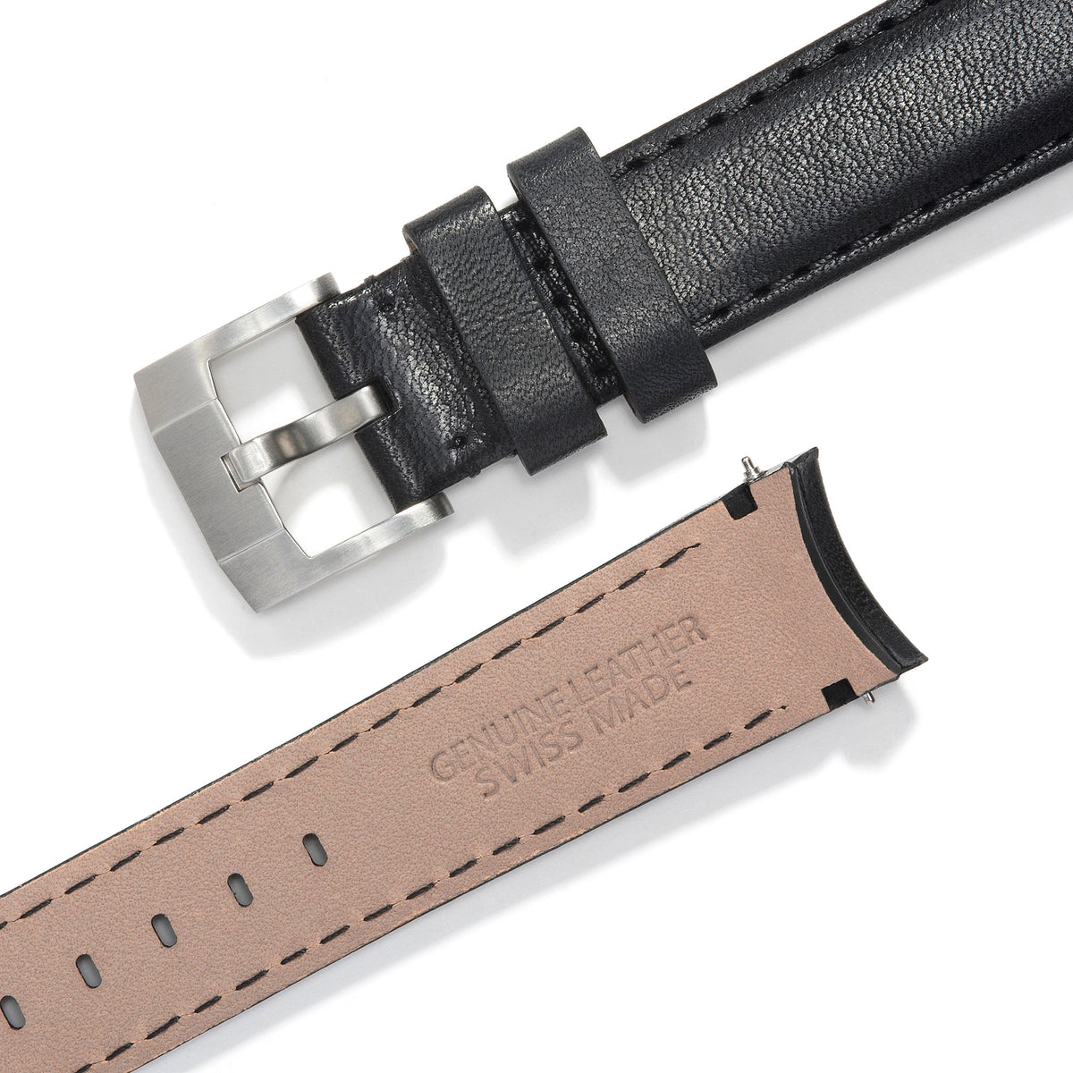 Curved End Leather Strap for Rolex Sub Ceramic No-Date with Tang Buckle