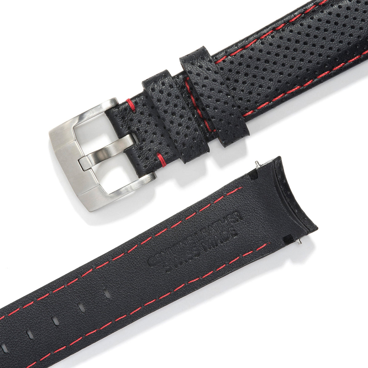 Curved End Racing Leather Strap for Rolex Explorer II with Tang Buckle