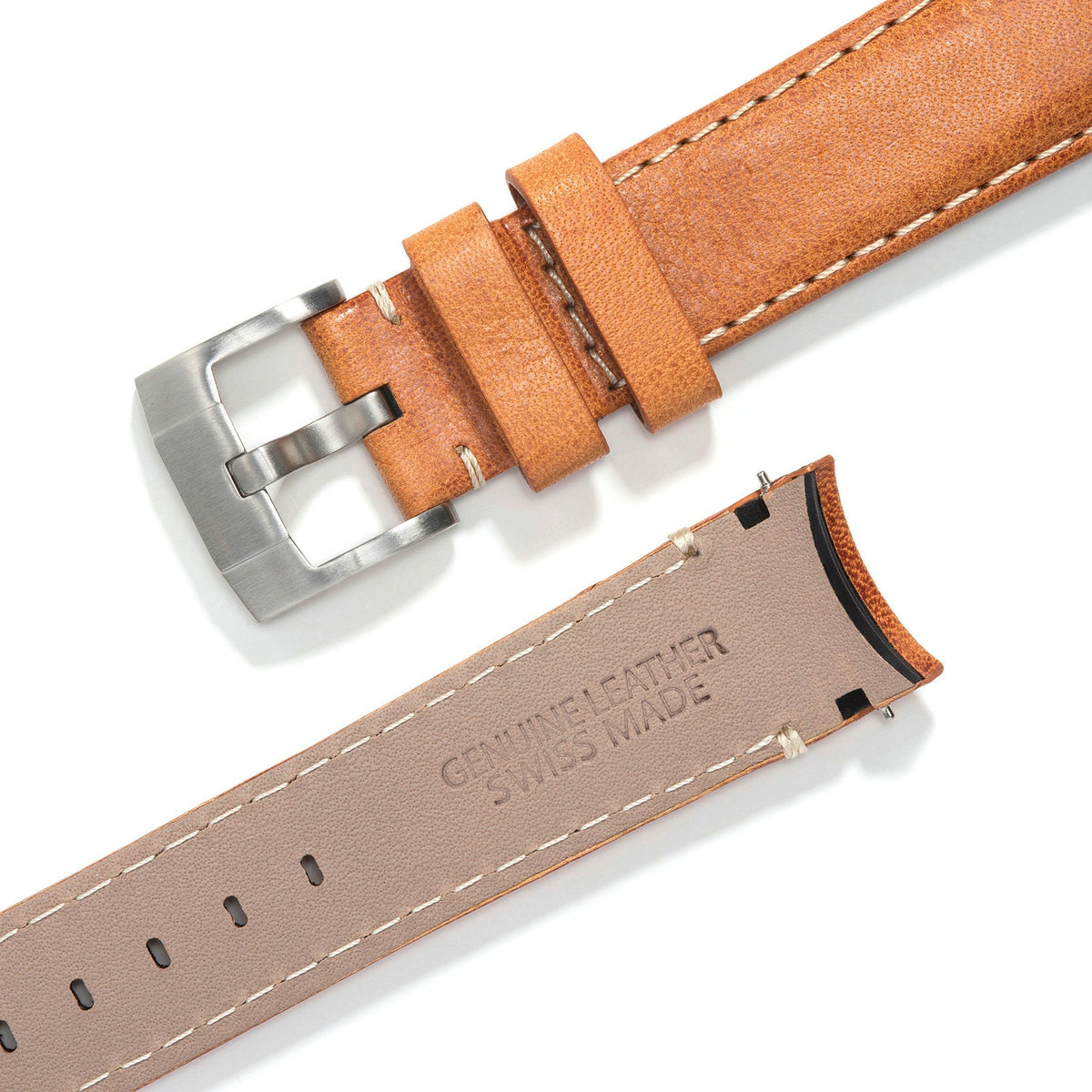 Curved End Leather Strap for Rolex Explorer I with Tang Buckle