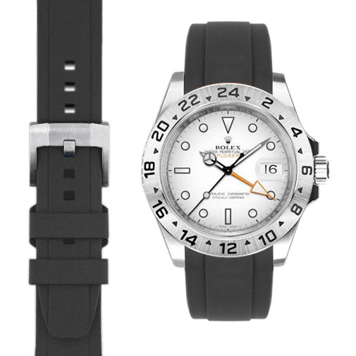 Curved End Rubber Strap for Rolex Explorer II 42mm with Tang Buckle (Produced between 2011-2020)