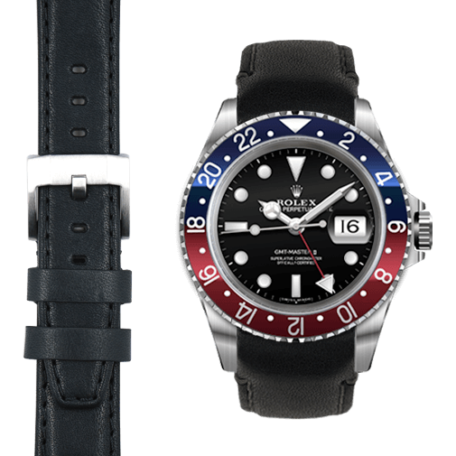Curved End Leather Strap for Rolex GMT Master I & II with Tang Buckle