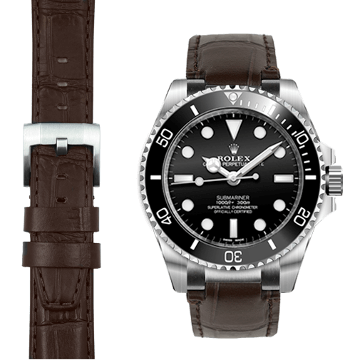 Steel End Link Leather Strap System for the Rolex Sub Ceramic No-Date