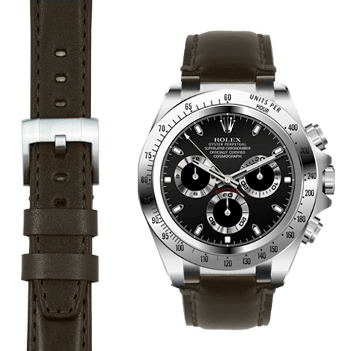 Steel End Link Leather Strap for Rolex Daytona with Tang Buckle