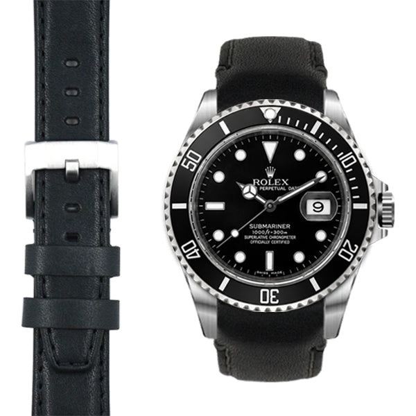 Curved End Leather Strap for Rolex Submariner with Tang Buckle