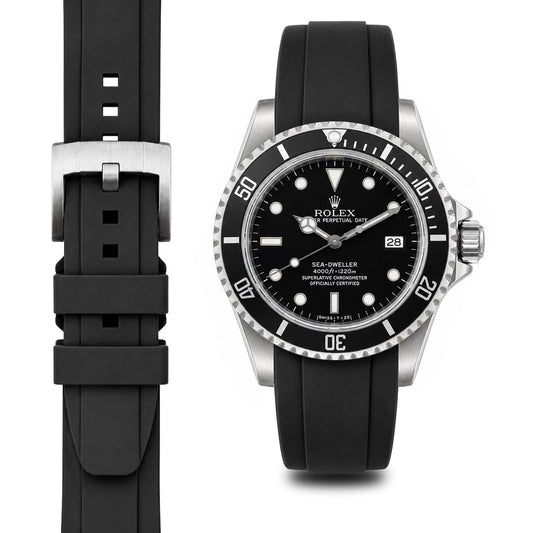 Curved End Rubber Strap for Rolex Sea-Dweller with Tang Buckle