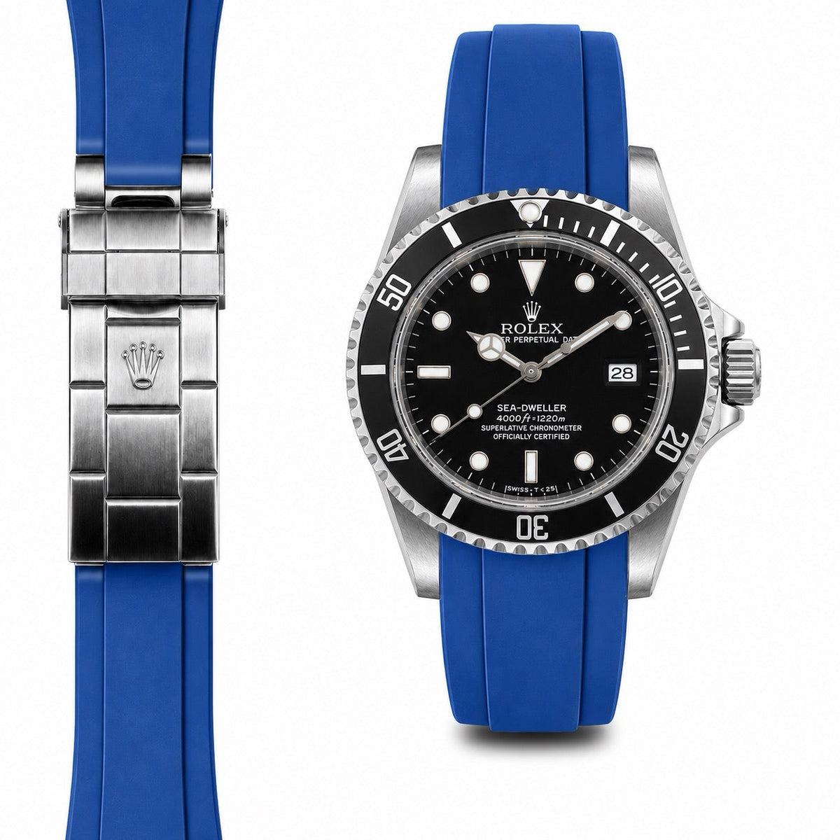 Curved End Rubber Strap for Rolex Sea-Dweller Deployant