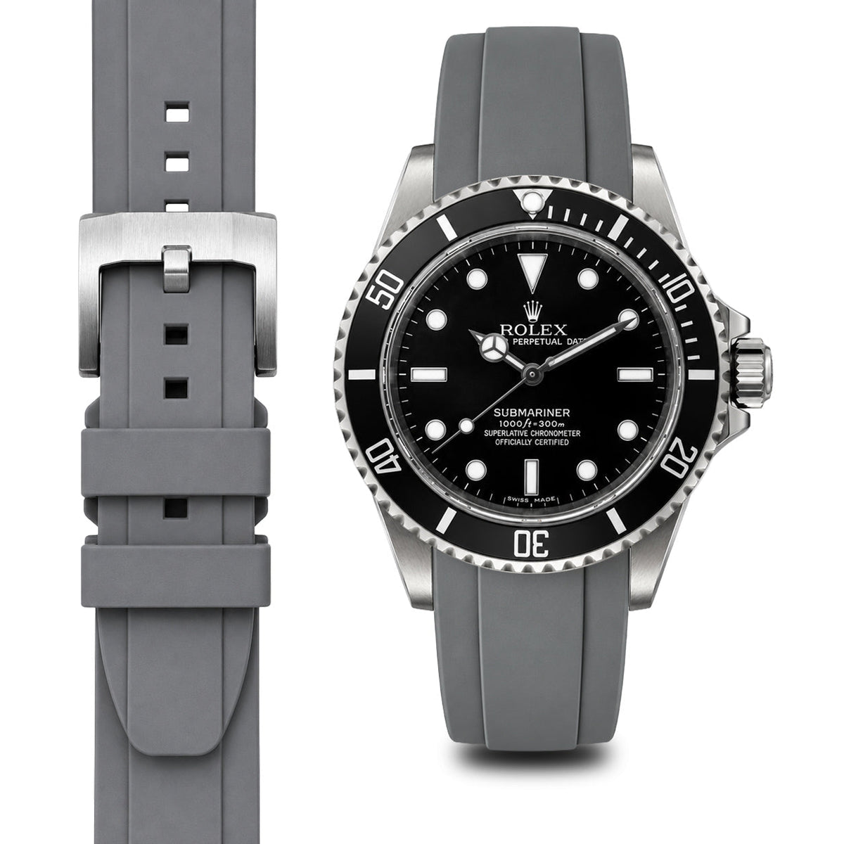Curved End Rubber Strap for Rolex Submariner No-Date with Tang Buckle