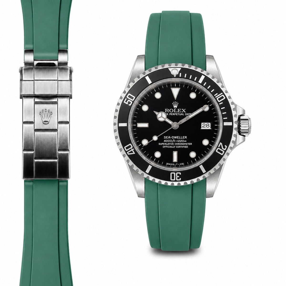 Curved End Rubber Strap for Rolex Sea-Dweller Deployant