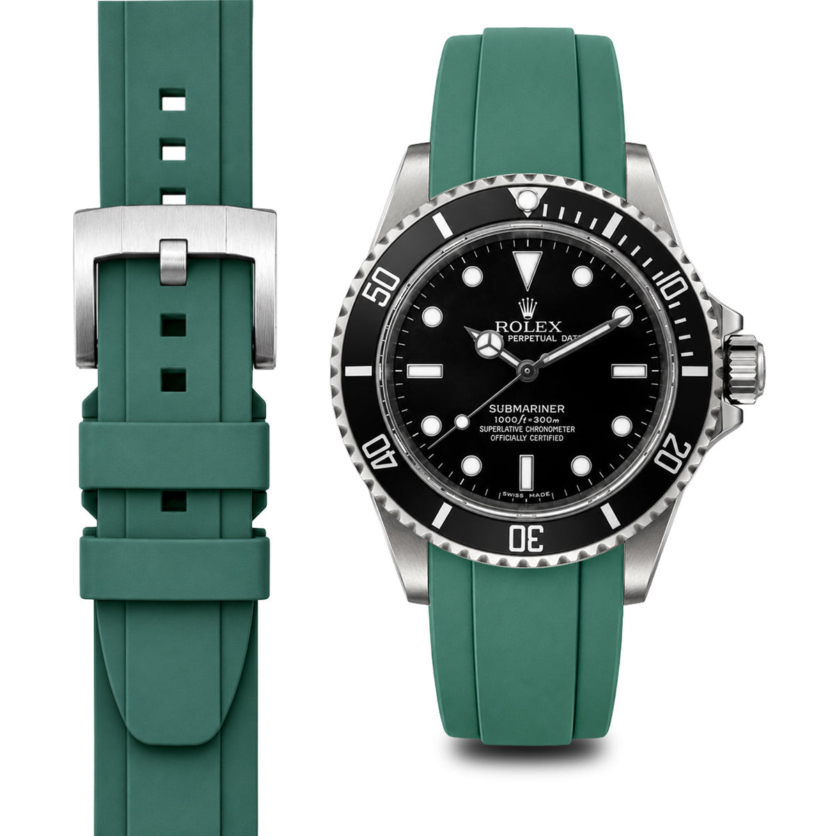 Curved End Rubber Strap for Rolex Submariner No-Date with Tang Buckle