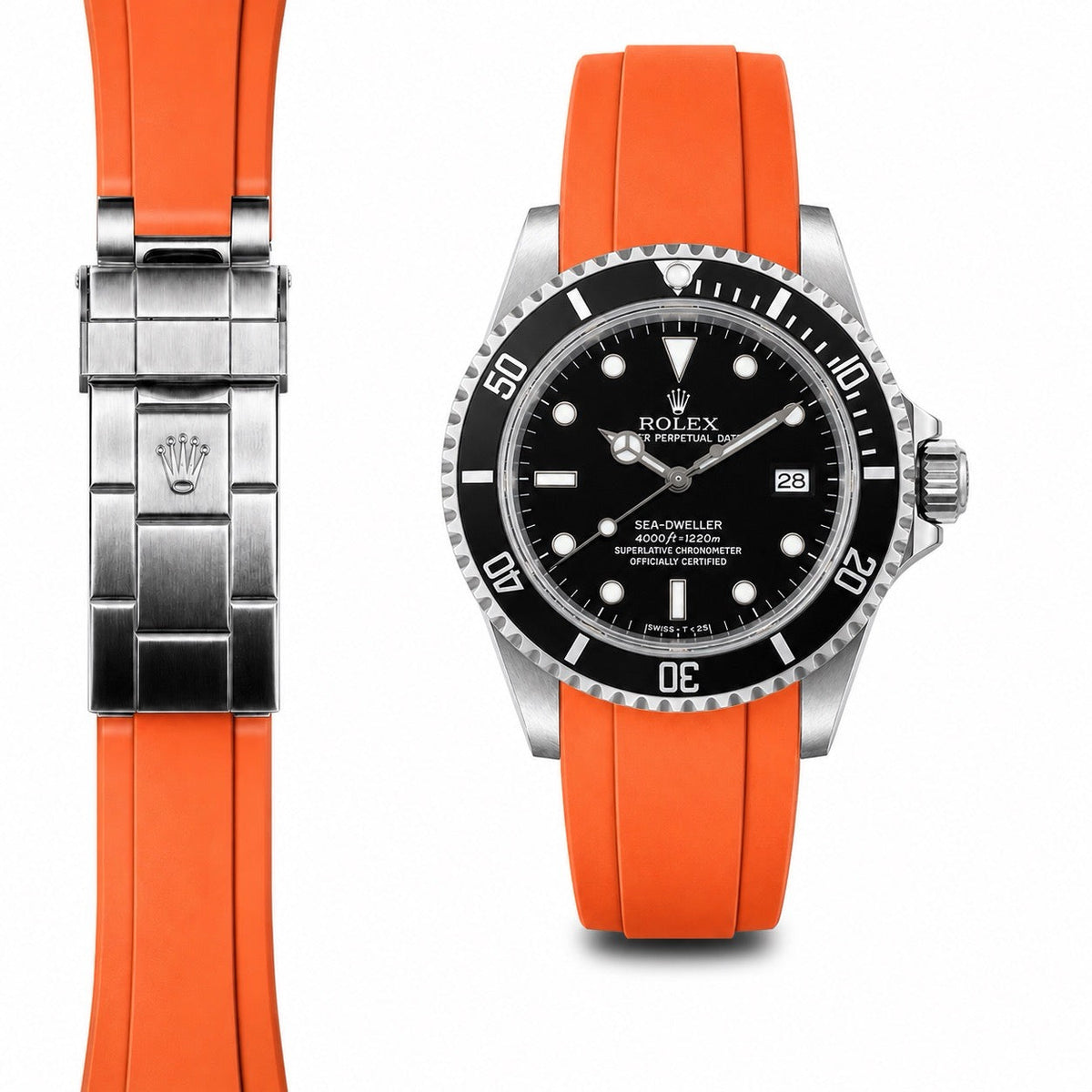 Curved End Rubber Strap for Rolex Sea-Dweller Deployant