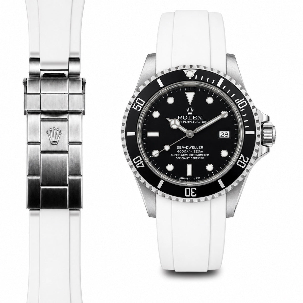 Curved End Rubber Strap for Rolex Sea-Dweller Deployant