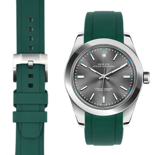 Kautschukarmband mit gebogenem Ende für Rolex Oyster Perpetual 39mm mit Dornschließe